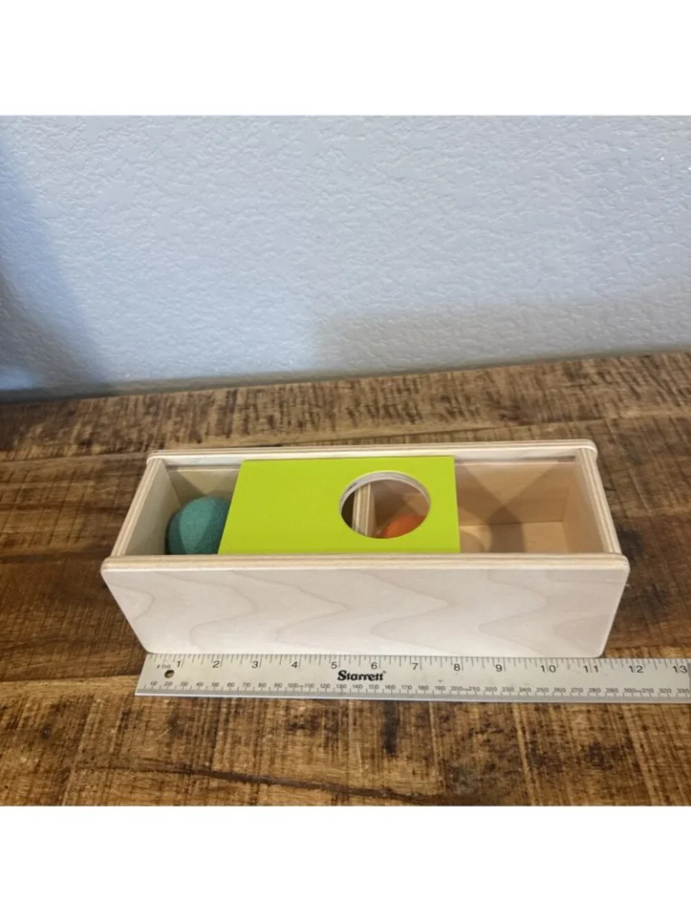 Lovevery Top Sliding Box With Felt Ball Drop Wooden Toy Montessori Sensory Balls